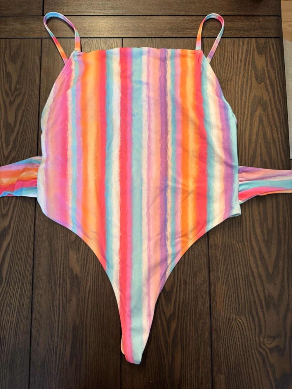 Cupshe Vapor Wave Sash Square Neck One Piece Swimsuit